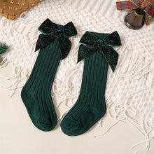Charger l'image dans la galerie, Chaussettes Hautes De Noël Avec Nœud Pailleté - 0 au 8 ans