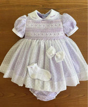 Charger l'image dans la galerie, Robe Body Smockée et Brodée en Plumetis Lilas - 0 au 36 mois