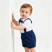Charger l'image dans la galerie, Costume 3 pièces Chemise Gilet et Short Bretelles - ERWAN Marine - Collection Elégance - 6 mois au 4 ans