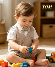 Charger l'image dans la galerie, Costume 3 pièces Chemise Gilet et Short - TOM Beige Sable - Collection Elégance - 6 mois au 7 ans