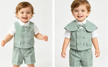Charger l'image dans la galerie, Costume 4 pièces de Baptême ou de Cérémonie Vert - Manches Longues ou Courtes - 6 mois au 4 ans