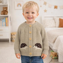 Charger l'image dans la galerie, Cardigan en Laine Marron Motif Hérisson - 6 mois au 36 mois