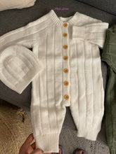 Charger l'image dans la galerie, Combinaison Longue en Laine Blanche et son Bonnet - 3 mois au 18 mois