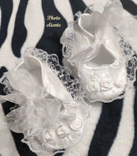 Charger l'image dans la galerie, Chausson de Baptême ou de Cérémonie - Dentelle - 0 au 18 mois - 2 Nuances Blanc ou Rose