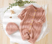 Charger l'image dans la galerie, Combinaison Longue en Laine Rose avec son Bonnet - 3 mois au 18 mois
