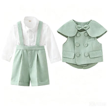 Charger l'image dans la galerie, Costume 4 pièces de Baptême ou de Cérémonie Vert - Manches Longues ou Courtes - 6 mois au 4 ans