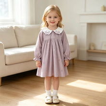 Charger l'image dans la galerie, Robe Velours Côtelé Lilas avec Noeuds Brodés - 2 ans au 6 ans