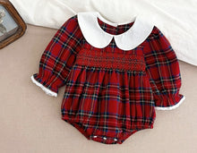 Charger l'image dans la galerie, Barboteuse Bulle smockée en Tartan Rouge - 3 mois au 24 mois