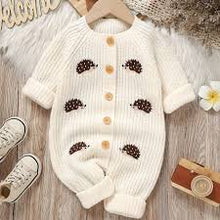 Charger l'image dans la galerie, Combinaison Longue en Laine Beige Motif Hérisson - Naissance au 18 mois - NOUVEAUTE !!
