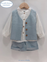 Charger l'image dans la galerie, Costume Ensemble de Cérémonie 3 pièces en Lin bleu - VICTORIO - 18 mois au 6 ans