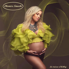 Charger l'image dans la galerie, Chemise Maternité Courte et Smockée Pour Shooting Photo - 3 Nuances au choix