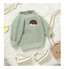 Charger l'image dans la galerie, Chandail en Laine Vert Motif Hérisson - 6 mois au 36 mois - NOUVEAUTE !!!