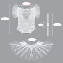 Charger l'image dans la galerie, Ensemble 3 pièces Body Dentelle Tutu Perlé et Bandeau Pour Photographie