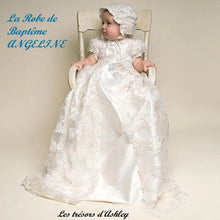 Charger l'image dans la galerie, Robe de Baptême en Satin et Dentelle Fine ANGELINE et son Petit Béguin - 3 mois au 24 mois