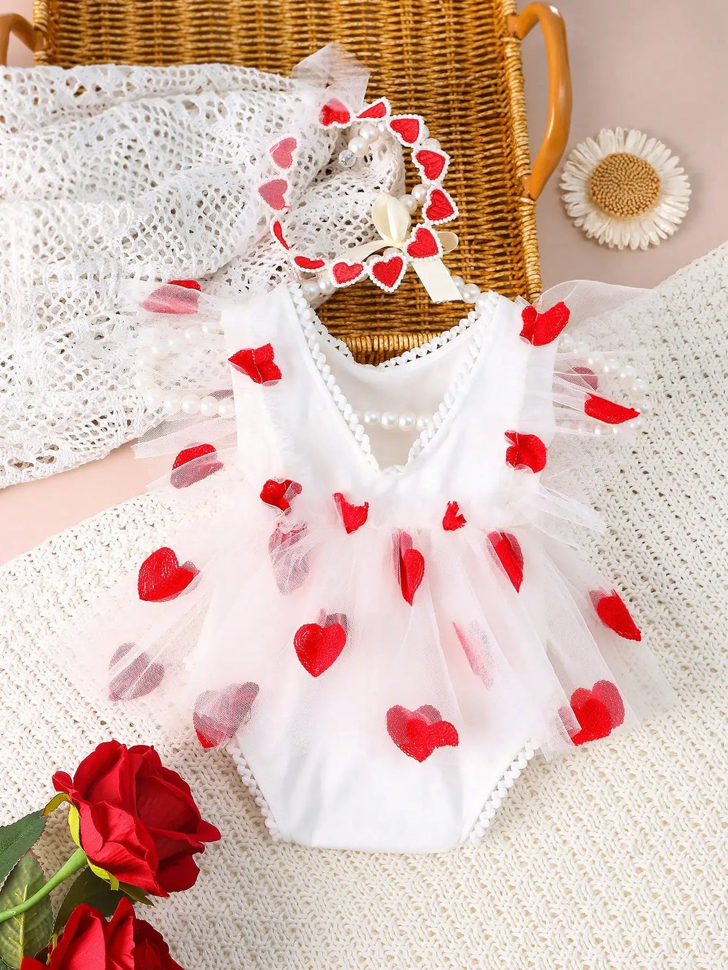 Ensemble Robe Body Petits Coeurs et son Bandeau Coeurs