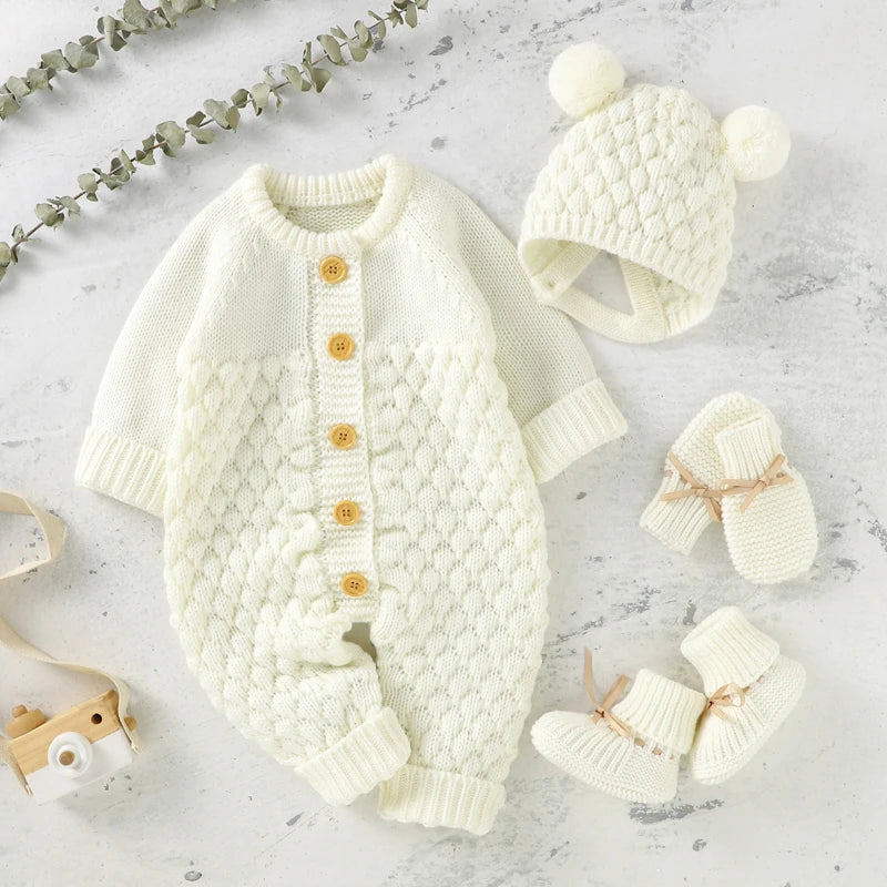 Ensemble en Laine 4 pièces - Combinaison - Bonnet - Gants et Chaussons - 3 au 18 mois - NOUVEAUTE !!!