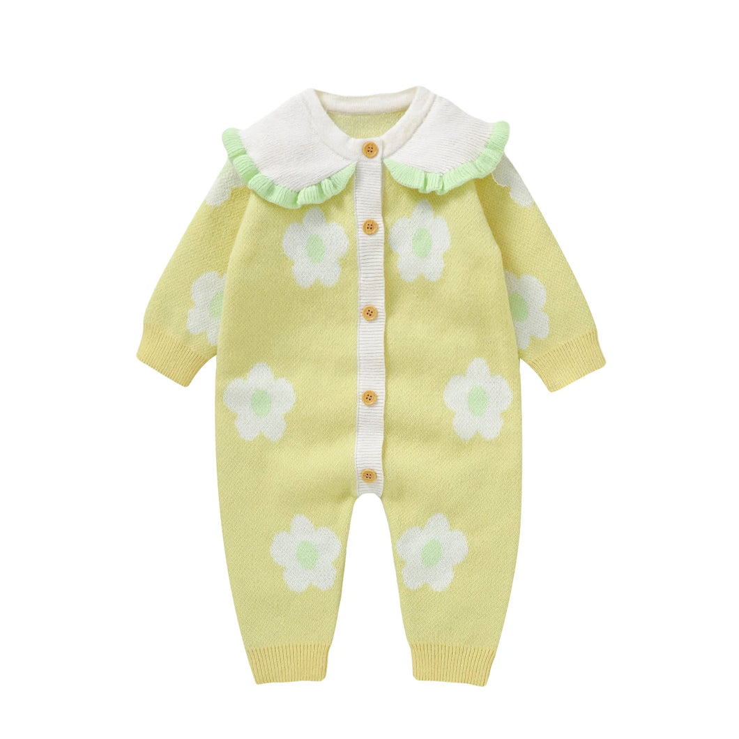 Combinaison Longue en Laine Florale Jaune - Naissance au 18 mois - NOUVEAUTE !!!