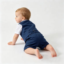 Charger l'image dans la galerie, Costume 3 pièces Chemise Gilet et Short Bretelles - ERWAN Marine - Collection Elégance - 6 mois au 4 ans
