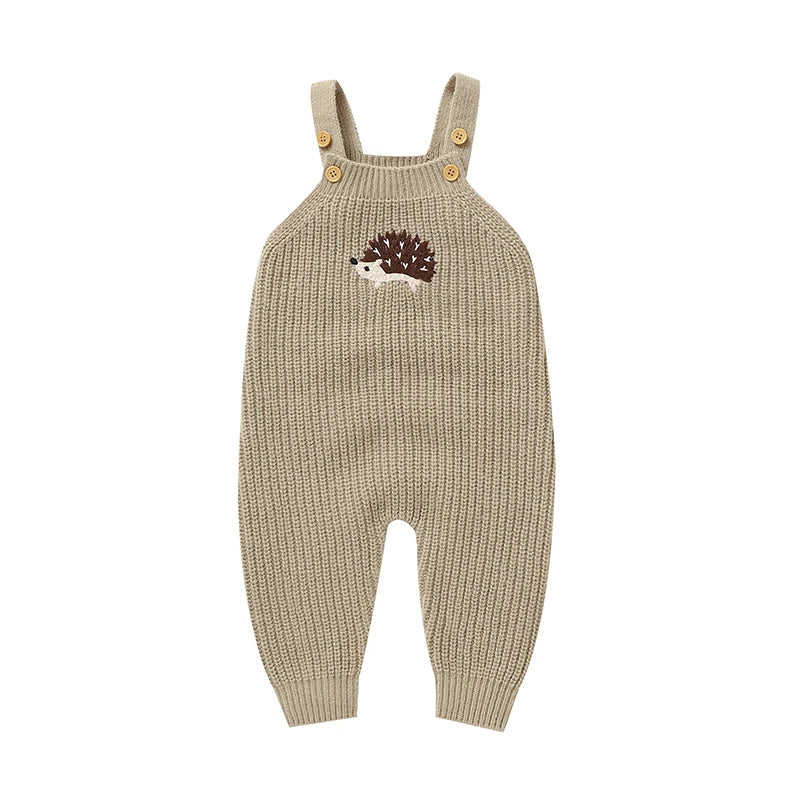 Salopette en Laine Marron Motif Hérisson - Naissance au 18 mois - NOUVEAUTE !!!