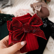 Charger l'image dans la galerie, Chaussettes Hautes De Noël Avec Nœud Pailleté - 0 au 8 ans
