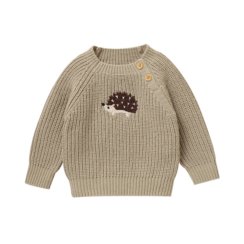 Chandail en Laine Marron Motif Hérisson - 6 mois au 36 mois - NOUVEAUTE !!!