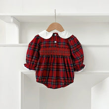 Charger l'image dans la galerie, Barboteuse Bulle smockée en Tartan Rouge - 3 mois au 24 mois
