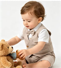 Charger l'image dans la galerie, Costume 3 pièces Chemise Gilet et Short - TOM Beige Sable - Collection Elégance - 6 mois au 7 ans
