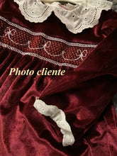 Charger l'image dans la galerie, Barboteuse Bulle Smockée Velours Bordeaux - 3 mois au 24 mois

