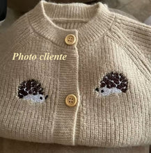 Charger l'image dans la galerie, Combinaison Longue en Laine Marron Motif Hérisson - Naissance au 18 mois
