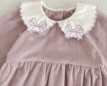 Charger l'image dans la galerie, Robe Velours Côtelé Lilas avec Noeuds Brodés - 2 ans au 6 ans
