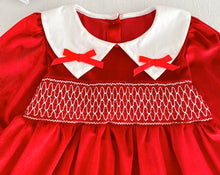 Charger l'image dans la galerie, Robe Smockée Velours Rouge et Petits Noeuds - 2 ans au 6 ans
