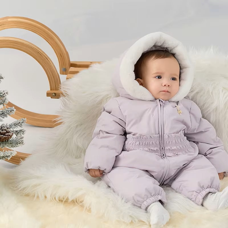 Combinaison Pilote Bébé Bonpoint Taille 6 Mois - Capuche En Fourrure D'élevage - Vieux Rose - Occasion Très Bon état
