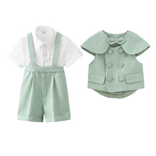Charger l'image dans la galerie, Costume 4 pièces de Baptême ou de Cérémonie Vert - Manches Longues ou Courtes - 6 mois au 4 ans
