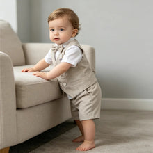 Charger l'image dans la galerie, Costume 3 pièces Chemise Gilet et Short Bretelles - ARTHUR - Collection Elégance - 1 an au 10 ans
