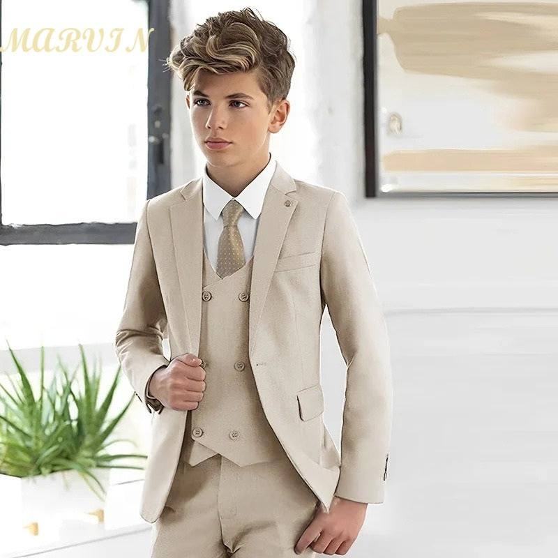 Costume 3 pièces Veste Gilet et Pantalon - MARVIN Beige - Collection Elégance - 2 ans au 16 ans