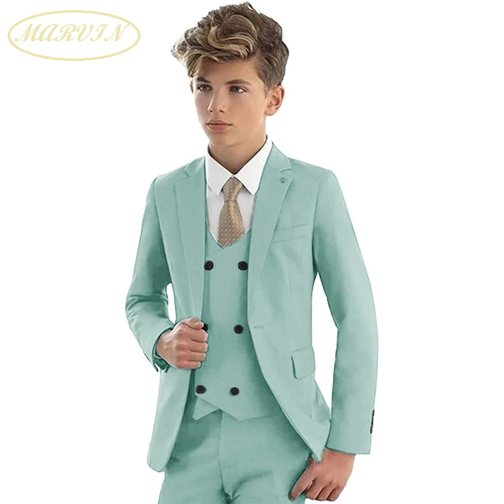 Costume de Cérémonie 3 pièces Veste Gilet et Pantalon - MARVIN Turquoise - Collection Elégance - 2 ans au 14 ans