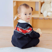 Charger l'image dans la galerie, Grenouillère en Maille Marine Motifs Rennes - Taille Enfant 59 cm au 90 cm
