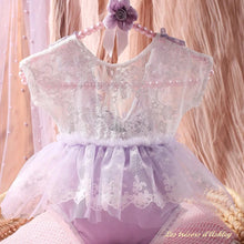 Charger l&#39;image dans la galerie, Ensemble Robe Body Dentelle Mauve et son Bandeau Floral
