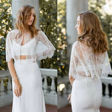 Charger l&#39;image dans la galerie, Cape Courte de Mariage en Guipure de Dentelle
