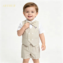 Charger l'image dans la galerie, Costume 3 pièces Chemise Gilet et Short Bretelles - ARTHUR - Collection Elégance - 1 an au 10 ans

