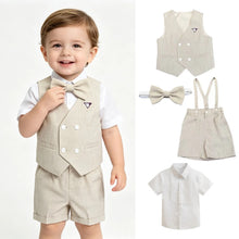 Charger l'image dans la galerie, Costume 3 pièces Chemise Gilet et Short Bretelles - ARTHUR - Collection Elégance - 1 an au 10 ans
