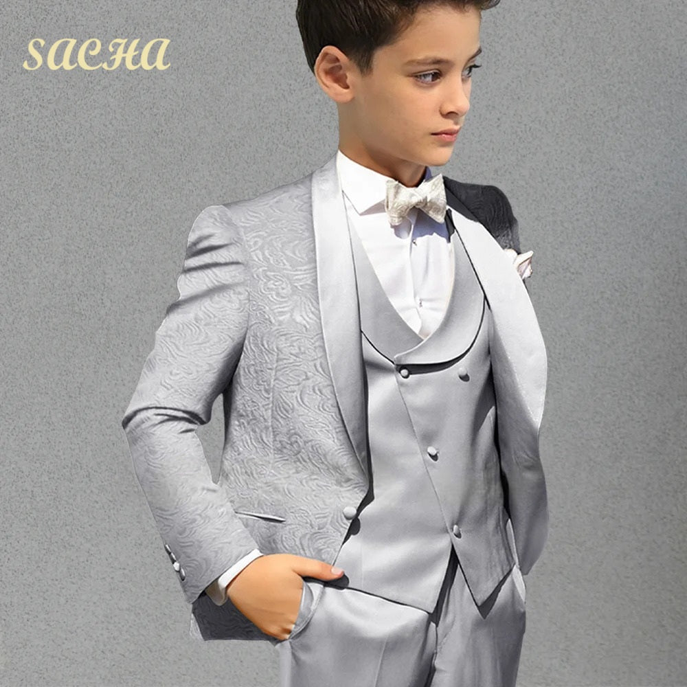 Costume 3 pièces Veste Gilet et Pantalon - SACHA Gris argenté - 2 ans au 16 ans