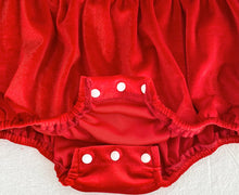 Charger l'image dans la galerie, Barboteuse Bulle Smockée Velours Rouge et Petits Noeuds - 3 mois au 24 mois
