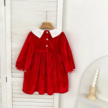 Charger l'image dans la galerie, Robe Smockée Velours Rouge et Petits Noeuds - 2 ans au 6 ans
