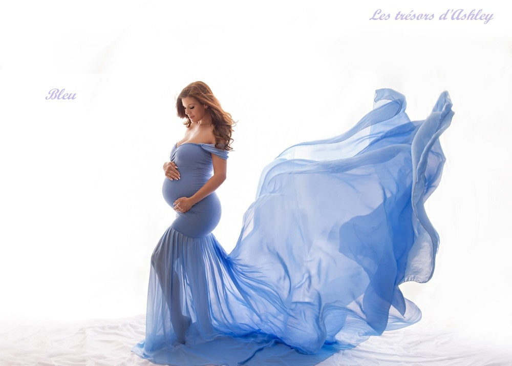 Loalirando Robe De Grossesse Transparente Mesh Manches Longues - Photo Shooting Maternité