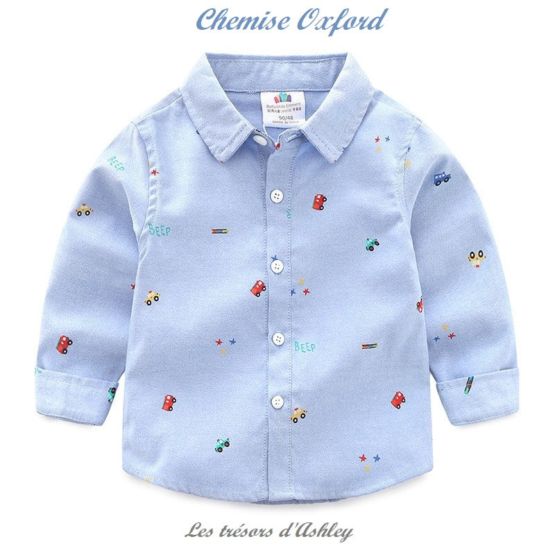 Chemise Oxford - Bleu ciel pour petits garçons - 24 mois au 8 ans